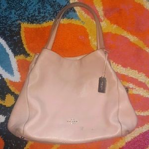 COACH EDIE SHOULDER BAG TAN LEATHER 3 COMPARTMENT
